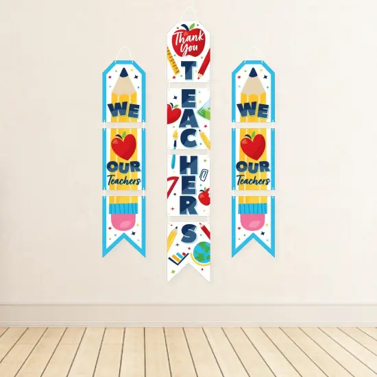 Big Dot of Happiness Thank You Teachers - Hanging Vertical Paper Door Banners - Teacher Appreciation Wall Decoration Kit - Indoor Door Decor {5}