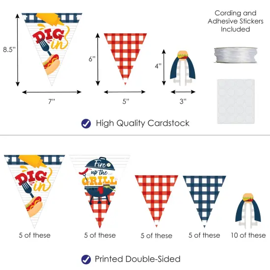 Big Dot of Happiness Fire Up the Grill - DIY Summer BBQ Picnic Party Pennant Garland Decoration - Triangle Banner - 30 Pieces {4}