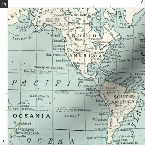 Various Fabrics by the Yard or Fat Quarter Vintage Maps Blue And Cream World Map Geography Countries Travel Custom Printed Fabric by Spoonflower {4}