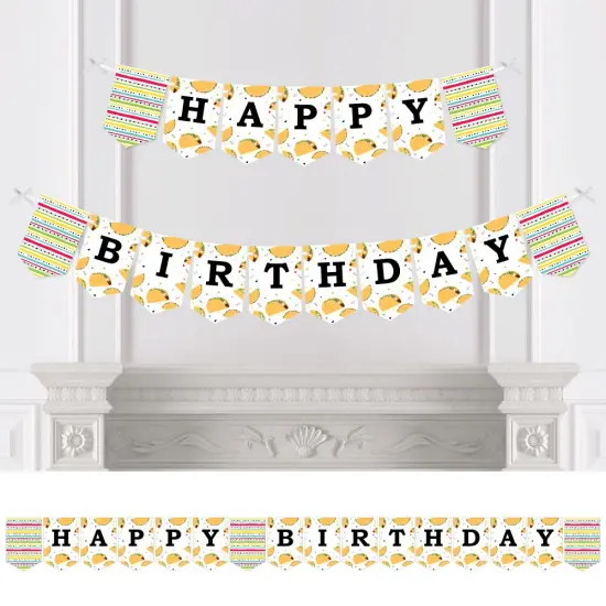 Big Dot of Happiness Taco 'Bout Fun - Fiesta Birthday Party Bunting Banner - Birthday Party Decorations - Happy Birthday {1}
