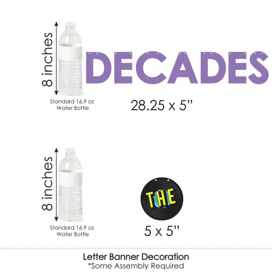 Big Dot of Happiness Through the Decades Party Letter Banner Decoration 36 Banner Cutouts and Through the Decades Banner Letters {7}