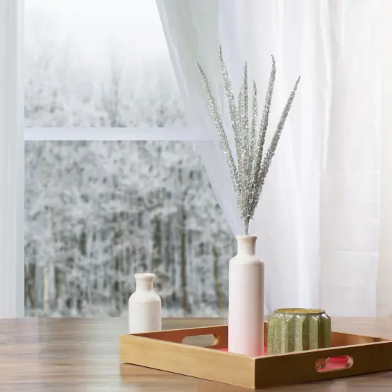 Northlight 25" White Glittered Artificial Foxtail Christmas Spray Green {3}