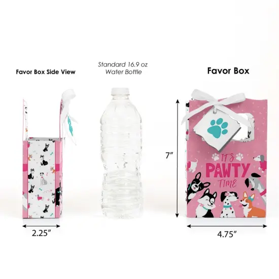 Big Dot of Happiness Pawty Like a Puppy Girl - Pink Dog Baby Shower or Birthday Party Favor Boxes - Set of 12 {3}