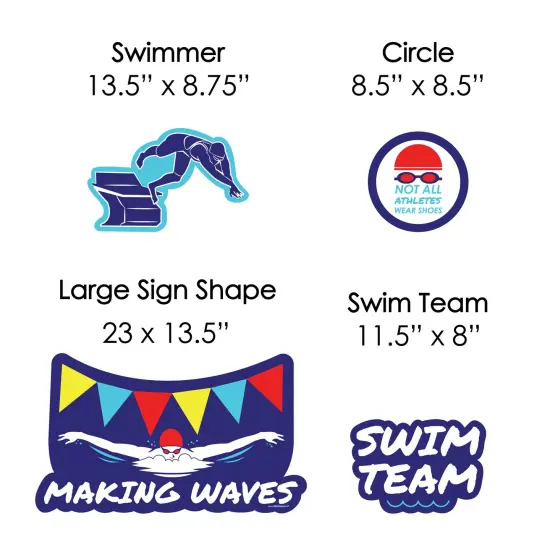 Big Dot of Happiness Making Waves - Swim Team - Yard Sign & Outdoor Lawn Decorations - Swimming Party or Birthday Party Yard Signs - Set of 8 {7}