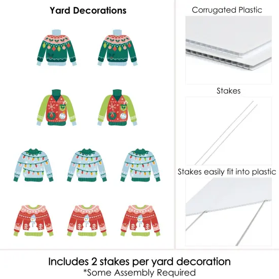 Big Dot of Happiness Colorful Christmas Sweaters - Sweater Lawn Decorations - Outdoor Ugly Sweater Holiday Party Yard Decorations - 10 Piece {7}