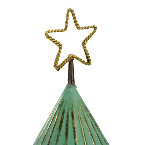 Northlight Rustic Christmas Tree with Cutout Star Topper - 17" - Green and Gold Finish {3}