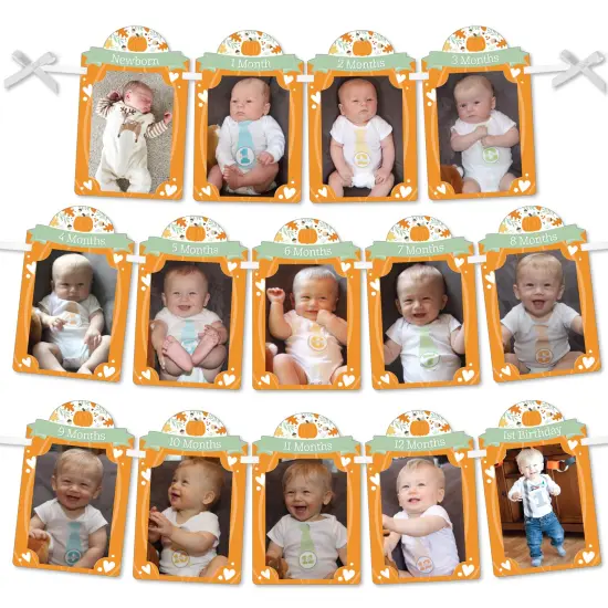 Big Dot of Happiness 1st Birthday Little Pumpkin - DIY Fall First Birthday Party Decor - 1-12 Monthly Picture Display - Photo Banner {1}