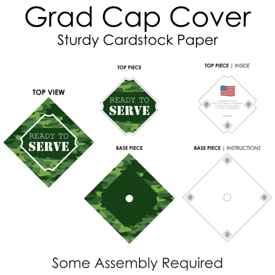 Big Dot of Happiness Ready to Serve - Military Camo Graduation Cap Decorations Kit - Grad Cap Cover {7}