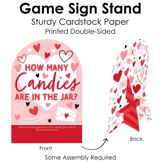Big Dot of Happiness Happy Valentine&rsquo;s Day - How Many Candies Valentine Hearts Party Game - 1 Stand and 40 Cards - Candy Guessing Game {6}