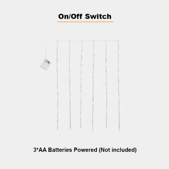 Perfect Holiday 96 LED Fairy Curtain Light Battery Operated - Warm White {5}