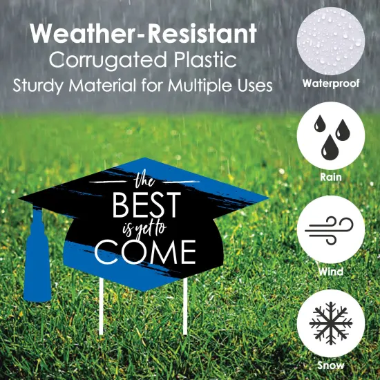 Big Dot of Happiness Blue Graduation Lawn Decorations - 10 Piece {6}