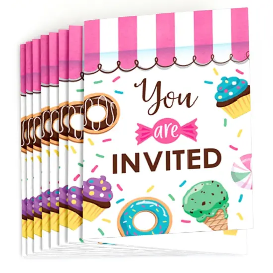 Big Dot of Happiness Sweet Shoppe - Fill In Candy and Bakery Birthday Party or Baby Shower Invitations (8 count) {3}