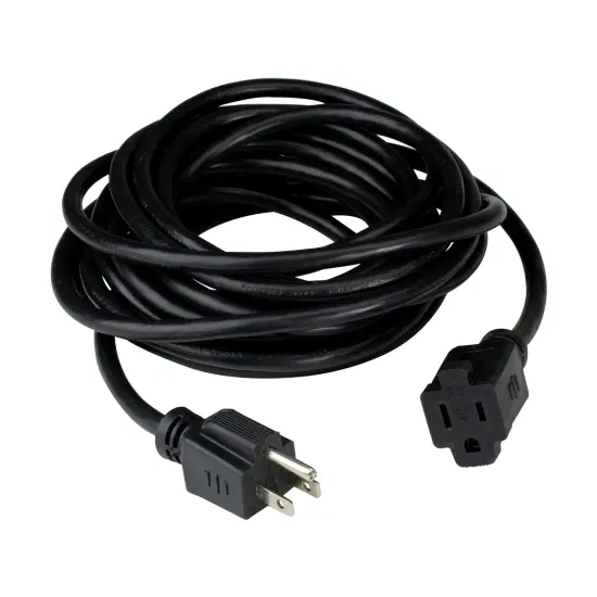 Northlight Three-Prong Outdoor Extension Power Cord with End Connector - 40' - Black {1}