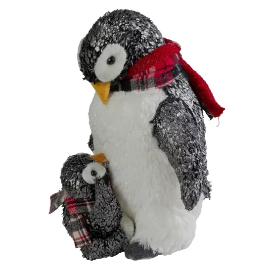 Northlight Plush Mother Penguin and Chick Christmas Figure - 12" Black {1}