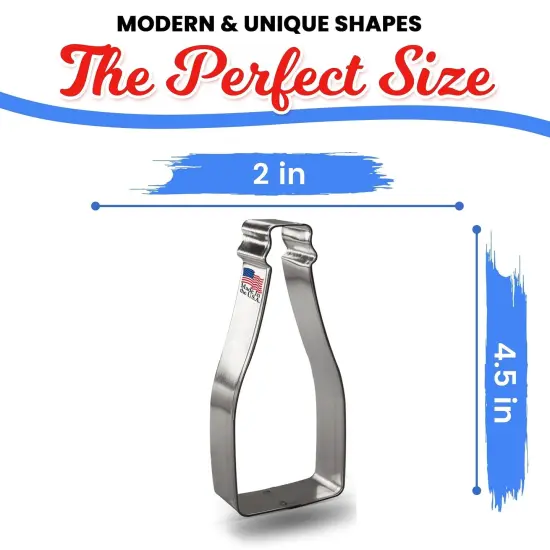 Champagne Bottle Cookie Cutter 4.5 in B1561, CookieCutter.com, Tin Plated Steel, Handmade in the USA {3}