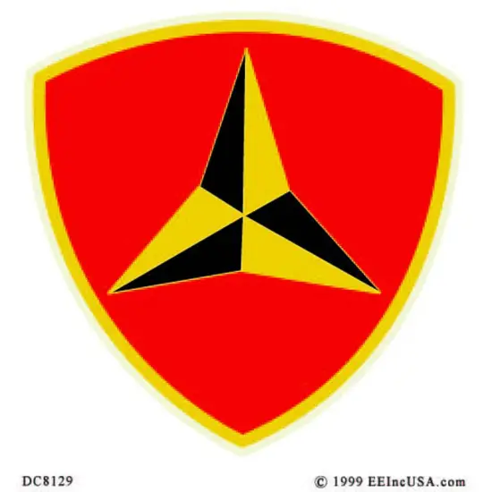 U.S.M.C. 3rd Marine Division Sticker 3-1/4"X3-1/2" {1}