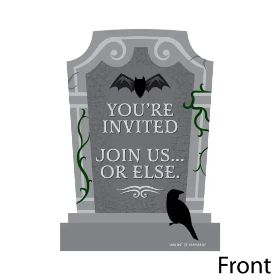 Big Dot of Happiness Creepy Cemetery - Shaped Fill-In Invitations - Spooky Halloween Tombstone Party Invitation Cards with Envelopes - Set of 12 {4}