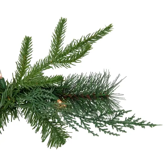 Northlight 6' x 18" Pre-Lit Mixed Pine Artificial Christmas Icicle Garland, Clear Lights Green {3}