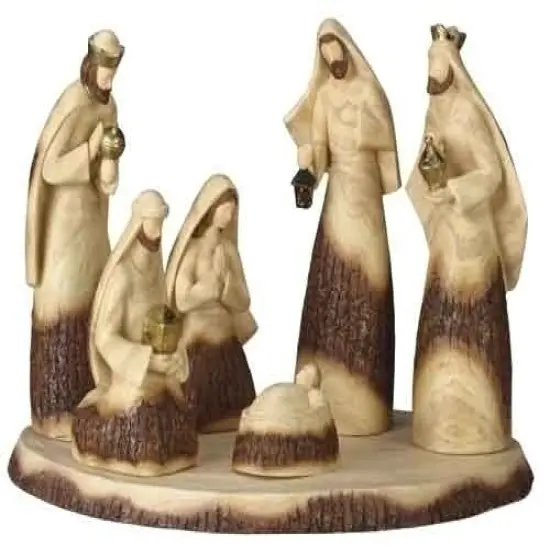 Roman Christmas Nativity Set with Base - 19" - Beige and Brown - Set of 7 {1}