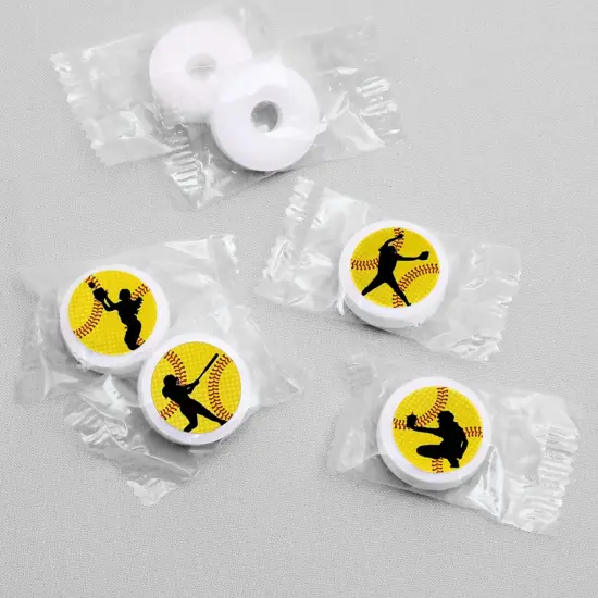 Big Dot of Happiness Grand Slam - Fastpitch Softball - Party Round Candy Sticker Favors - Labels Fits Chocolate Candy (1 sheet of 108) {4}