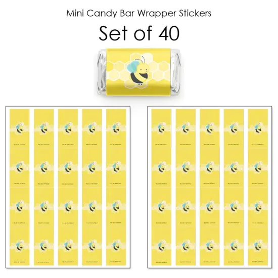 Big Dot of Happiness Honey Bee - Mini Candy Bar Wrapper Stickers - Baby Shower or Birthday Party Small Favors - 40 Count {4}