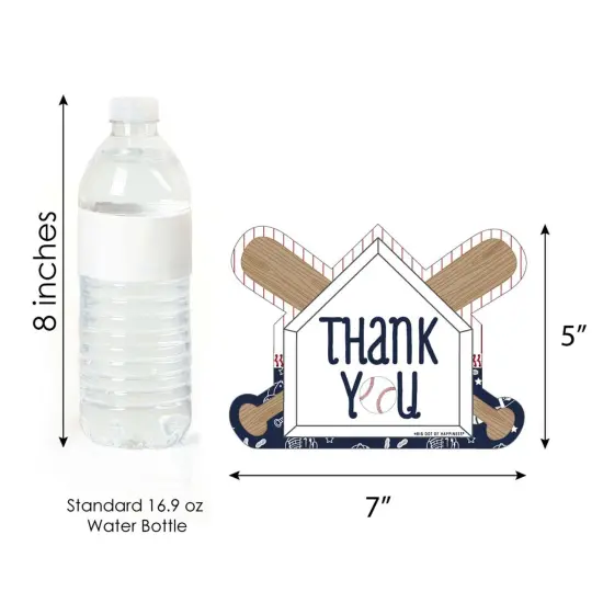 Big Dot of Happiness Batter Up - Baseball - Shaped Thank You Cards - Baby Shower or Birthday Party Thank You Note Cards with Envelopes - Set of 12 {7}
