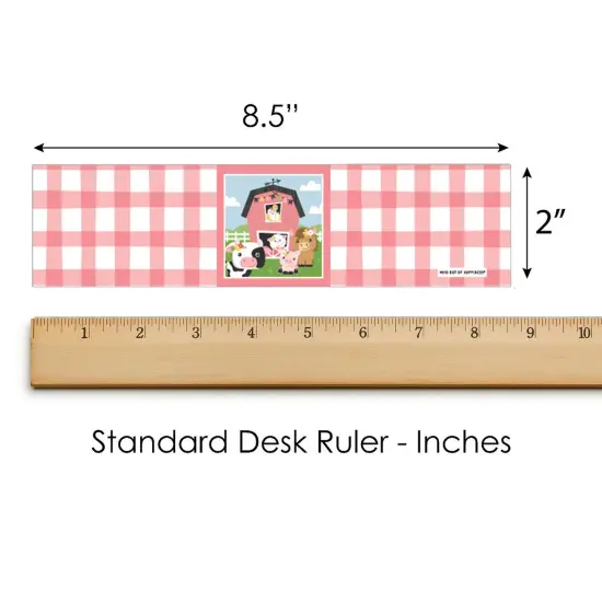 Big Dot of Happiness Girl Farm Animals - Pink Barnyard Baby Shower or Birthday Party Water Bottle Sticker Labels - Set of 20 {6}