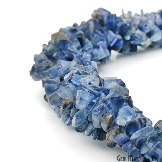 Kyanite Chip Beads, 34 Inch, Natural Chip Strands, Drilled Strung Nugget Beads, 3-7mm, Polished, GemMartUSA (CHKY-70001) {5}