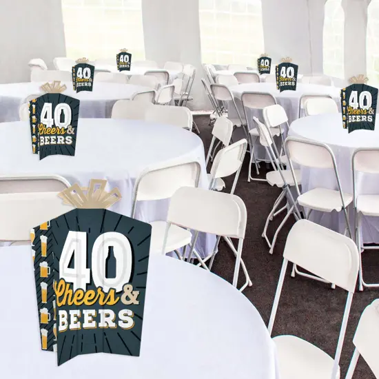 Big Dot of Happiness Cheers and Beers to 40 Years - Table Decorations - 40th Birthday Party Fold and Flare Centerpieces - 10 Count {6}