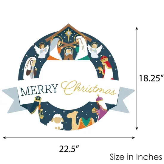 Big Dot of Happiness Holy Nativity - Outdoor Manger Scene Religious Christmas Decor - Front Door Wreath {6}