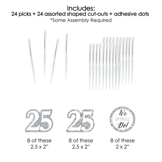 Big Dot of Happiness We Still Do - 25th Wedding Anniversary - Dessert Cupcake Toppers - Anniversary Party Clear Treat Picks - Set of 24 {7}