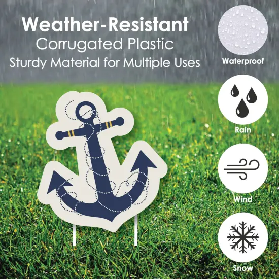 Big Dot of Happiness Ahoy - Nautical Anchor Lawn Decorations - Outdoor Baby Shower or Birthday Party Yard Decorations - 10 Piece {6}