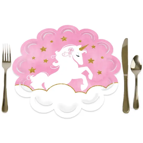 Big Dot of Happiness Rainbow Unicorn - Magical Unicorn Baby Shower or Birthday Party Round Table Decorations - Paper Chargers - Place Setting For 12 {1}