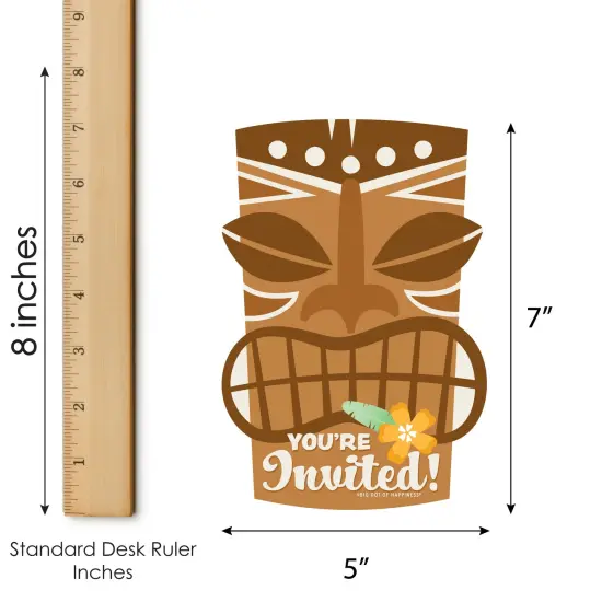 Big Dot of Happiness Tropical Luau - Shaped Fill-In Invitations - Hawaiian Beach Party Invitation Cards with Envelopes - Set of 12 {7}