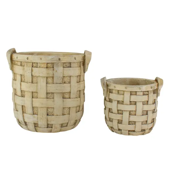 Napa Home & Garden Set of 2 Beige Tobacco Basket Planter Set 9.5" {1}