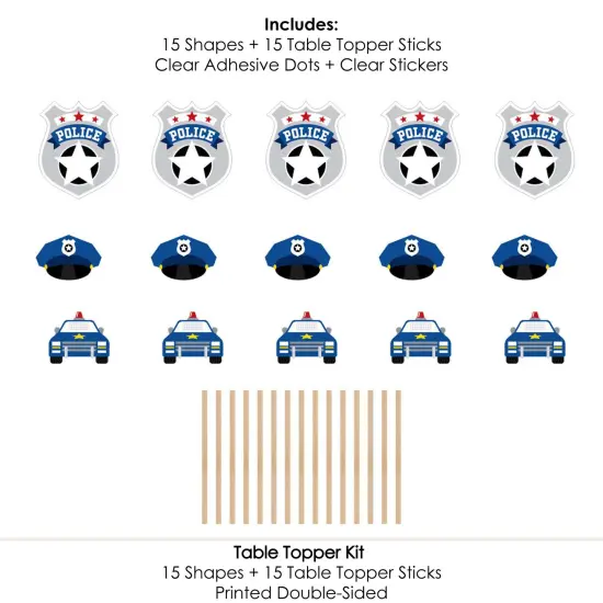 Big Dot of Happiness Calling All Units - Police - Cop Birthday Party or Baby Shower Centerpiece Sticks - Table Toppers - Set of 15 {7}