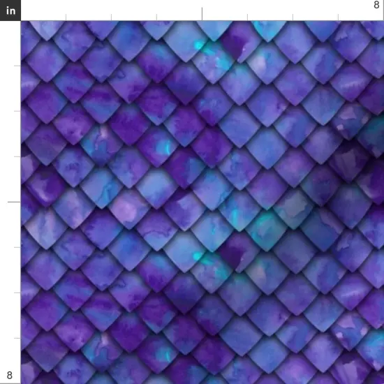 Various Fabrics by the Yard or Fat Quarter Dragon Scales Purple Scale Mermaid Blue Custom Printed Fabric by Spoonflower {4}