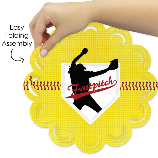 Big Dot of Happiness Grand Slam - Fastpitch Softball - Birthday Party or Baby Shower Round Table Decorations - Paper Chargers - Place Setting For 12 {6}