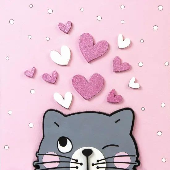 Set, 3D painting, "Kitten", primed fibreboard, 18x18cm, ROSA TALENT {1}