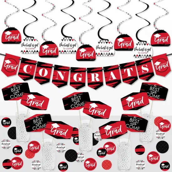 Big Dot of Happiness Red Grad - Best is Yet to Come - Red Graduation Party Supplies Decoration Kit - Decor Galore Party Pack - 51 Pieces {1}