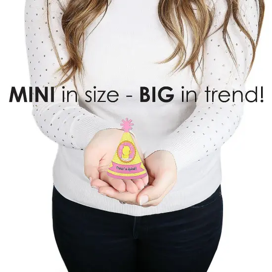 Big Dot of Happiness Pink Ducky Duck - Mini Cone Baby Shower or Birthday Party Hats - Small Little Party Hats - Set of 8 {4}