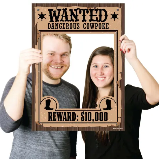 Big Dot of Happiness Western Hoedown - Wild West Cowboy Party Selfie Photo Booth Picture Frame and Props - Printed on Sturdy Material {4}