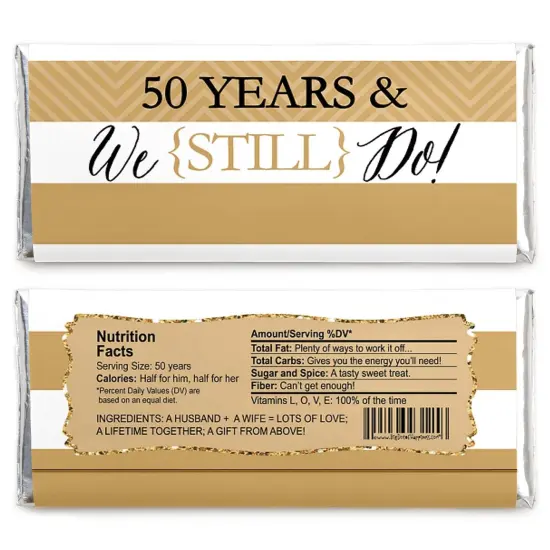 Big Dot of Happiness We Still Do - 50th Wedding Anniversary Party - Candy Bar Wrappers Party Favors - Set of 24 {3}