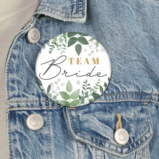 Big Dot of Happiness Boho Botanical Bride - 3 inch Greenery Bridal Shower and Wedding Party Badge - Pinback Buttons - Set of 8 {4}