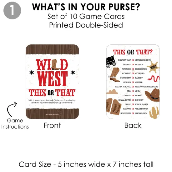 Big Dot of Happiness Western Hoedown - 4 Wild West Cowboy Party Games - 10 Cards Each - Gamerific Bundle {6}