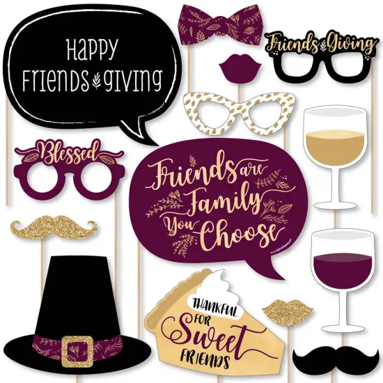 Big Dot of Happiness Elegant Thankful for Friends - Friendsgiving Thanksgiving Party Photo Booth Props Kit - 20 Count {1}