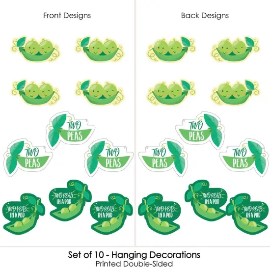 Big Dot of Happiness Hanging Double the Fun - Twins Two Peas in a Pod - Outdoor Hanging Decor - Baby Shower or 1st Birthday Party Decor - 10 Pieces {4}