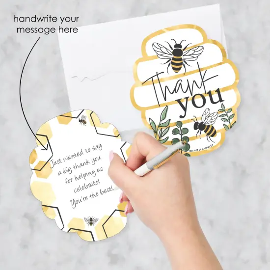 Big Dot of Happiness Little Bumblebee - Shaped Thank You Cards - Bee Baby Shower or Birthday Party Thank You Note Cards with Envelopes - Set of 12 {3}