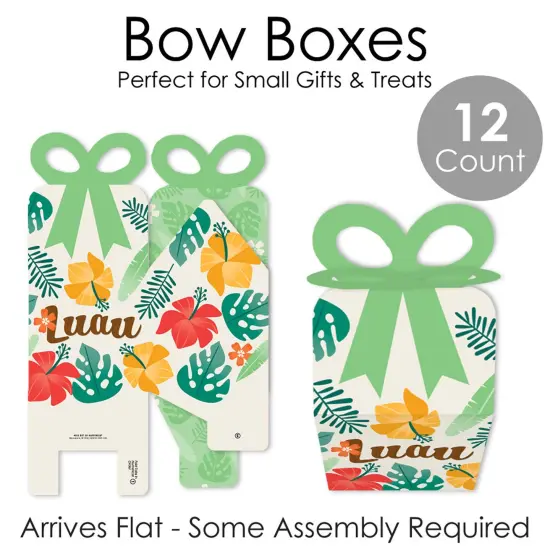 Big Dot of Happiness Tropical Luau - Square Favor Gift Boxes - Hawaiian Beach Party Bow Boxes - Set of 12 {7}