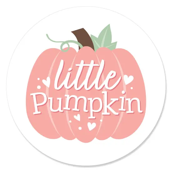 Big Dot of Happiness Girl Little Pumpkin - Fall Birthday Party or Baby Shower Circle Sticker Labels - 24 Count {1}